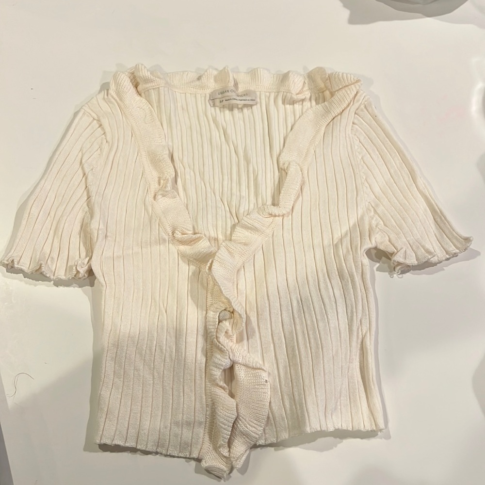 OU button front knit crop top